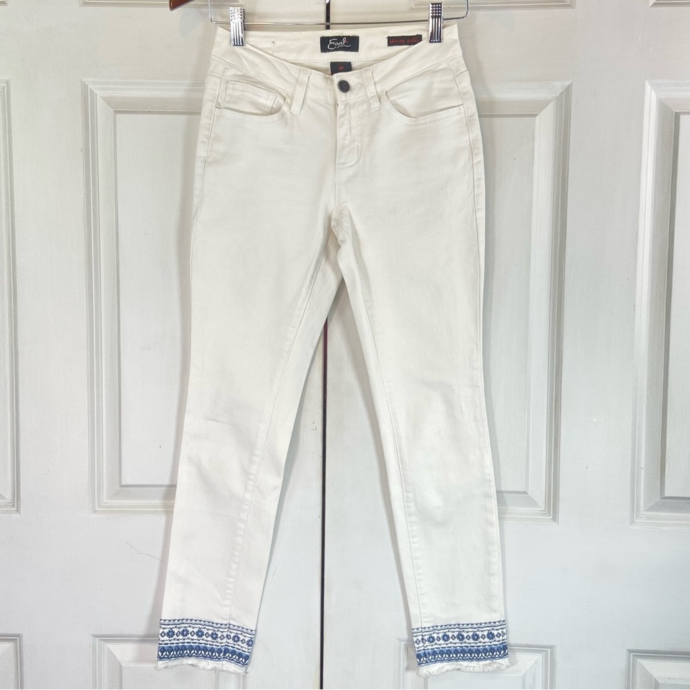 Earl Embroidered Hem Skinny Ankle Jeans - Picture 3 of 13
